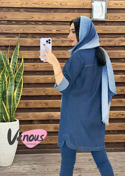 مانتو جین کاغذی دو جیب