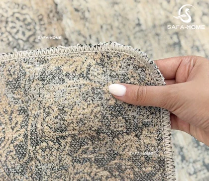 زیر سفره ای مخمل طرح پتینه کرم تیره