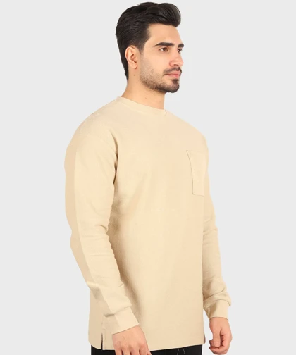 تیشرت آستین بلند مردانه بافت ریز 5294