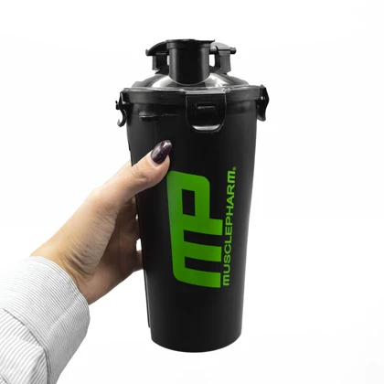 شیکر دو مخزنه ورزشی یک تیکه ماسل فارم مدل Twin Cap ظرفیت 0.7 لیتر