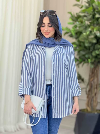 مانتو راه راه تک جیب سارینا
