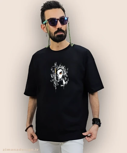تیشرت لش مردانه و زنانه طرح شیطان کش شخصیت کیوجورو رنگوکو کد 903