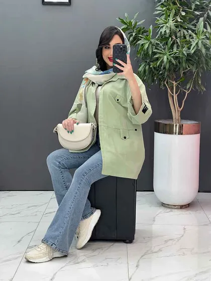مانتو لینن آستین پاکتی جیب پاگن