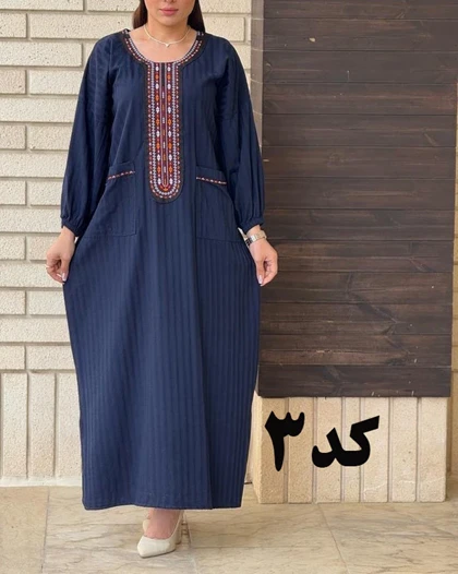 پیراهن کفتان یقه سنتی جیب‌دار 6173