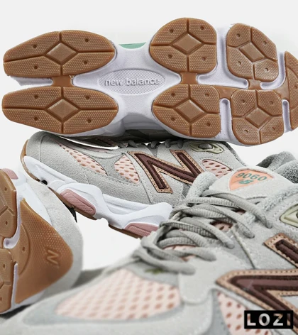 کفش کتانی مردانه و زنانه طوسی گلبهی NEW BALANCE 9060 مدل 2156