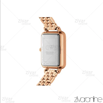 ساعت دنیل ولینگتون زنانه مستطیلی رزگلد صفحه سفید ایندکس نگین‌دار 105413