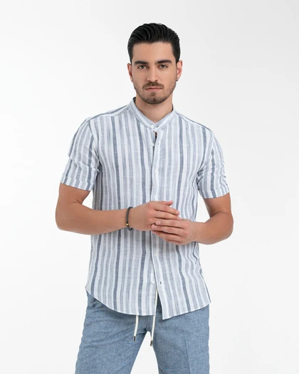 ام کی کالکشن پیراهن آستین کوتاه mk-4523-navy-blue