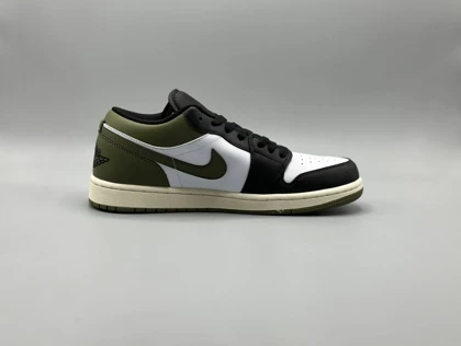 کتانی نایکی جردن1 لو بلک مدیوم اولیو/Nike Air Jordan1 low Black olive