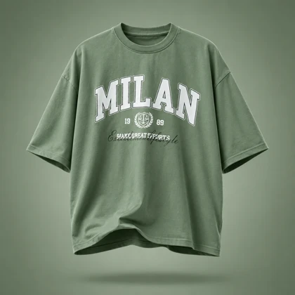 تیشرت MILAN سبز پارچه دورس چاپ زول