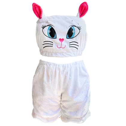 ست تاپ و شلوارک راحتی زنانه مدل گربه