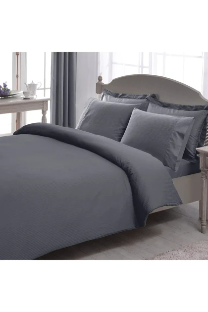 سرویس روتختی دو نفره Taç مدل Stripe Premium Basic King Size پنبه - ذغالی