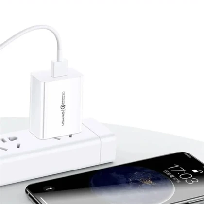 شارژر دیواری یوسامز USAMS مدل T48 توان 18 وات با کابل Type-Cطول 1متر