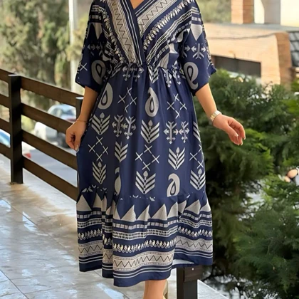 پیراهن زنانه فلور ترمه ناز 6128 - فری سایز (سایز 38 تا 48) - طرح بوگاتی