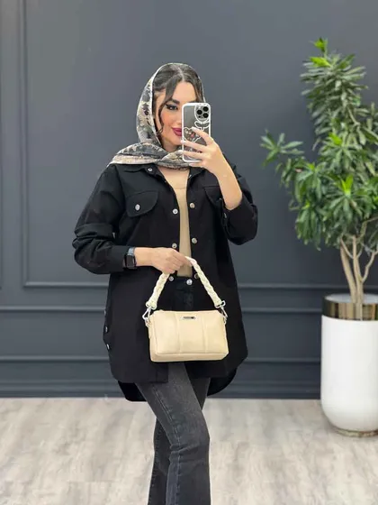 مانتو لینن جیب نما بغل سه دکمه