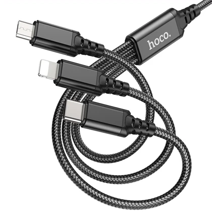 کابل شارژ سه سر هوکو HOCO مدل X76 Super یک متری 2 آمپر