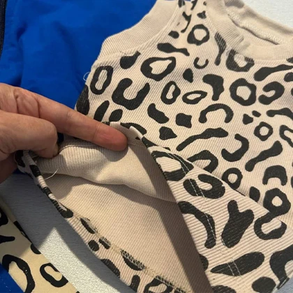 سه تیکه دخترانه سویشرت،تاپ ،شلوار پلنگی