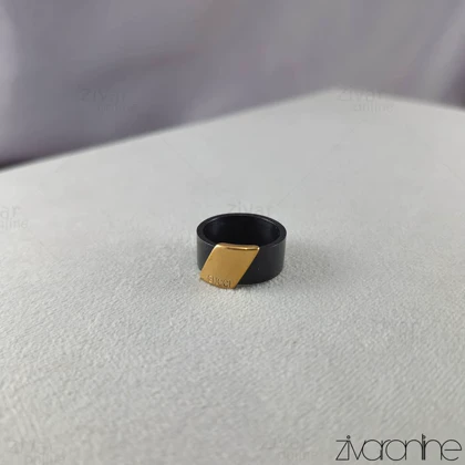 انگشتر رینگ ساده مشکی رزگلد 30299