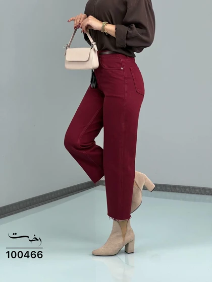 شلوار واید لایسل دمپاکات زرشکی
