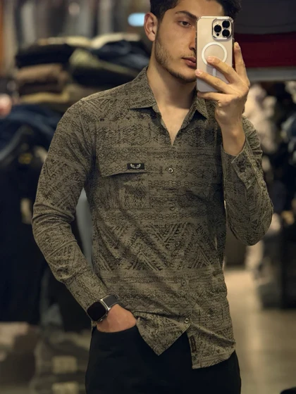 پیراهن کنفی مردانه اتینک سبز سدری خاص k454