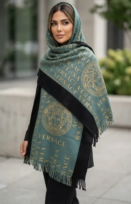 خرید شال بافت طرح ورساچه مدل مدوسا (بافت ریز و گرم)