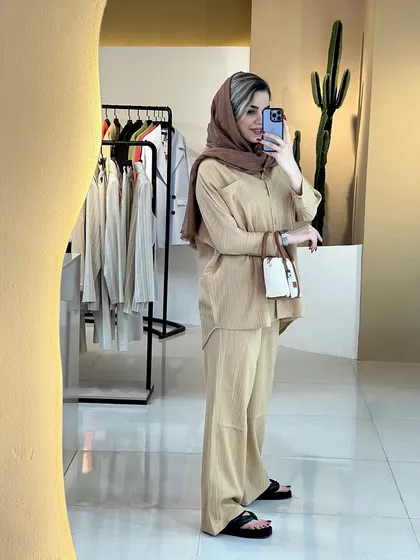 ست شومیز_شلوار نسکافه ای