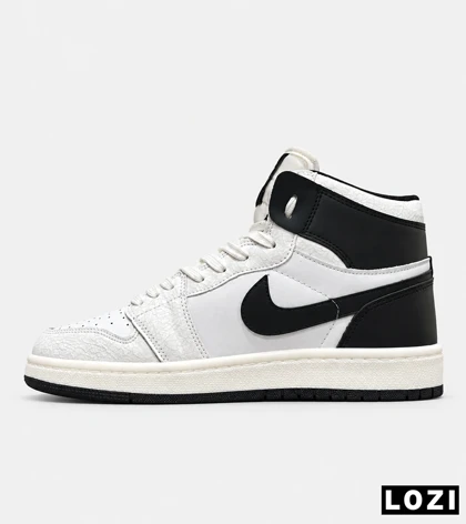 کتانی نایک Air Jordan 1 سفید مشکی مدل 9702 استایل کلاسیک و خیابانی