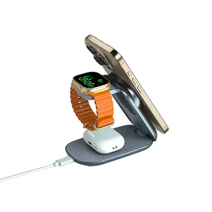 استند شارژ تاشو وایرلس سه کاره گرین لاین مدل GWC-10