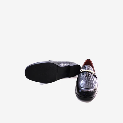 کفش تخت چرم زنانه مشکی مدل sh110