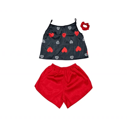 ست نیم‌تنه و شلوارک طرح قلب 089