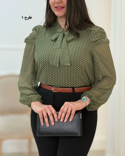 شومیز حریر زنانه پاپیون کد محصول 1560