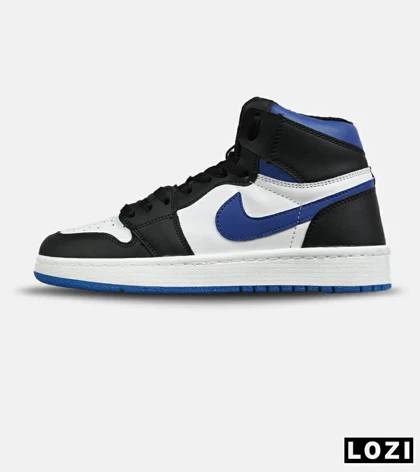کفش کتانی ساق‌دار مردانه و زنانه مشکی سفید آبی NIKE jordan 1 مدل 7695