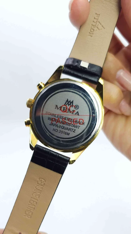 ساعت مچی مردانه مما Mema سبک 3موتوره با بند چرمی