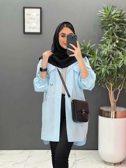 مانتو لینن آستین کش چهار جیب