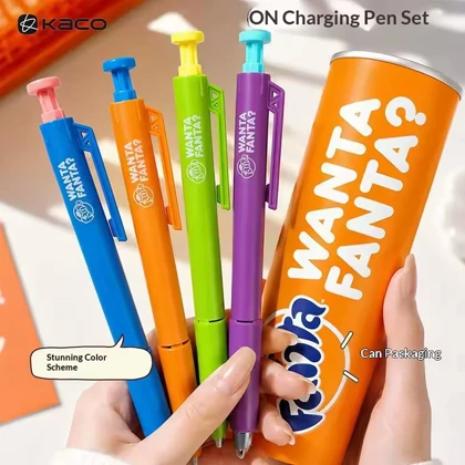 خودکار مشکی ژله ای کاکو KACO مدل Fanta نوک 0.5 میلی متر پک 4 عددی