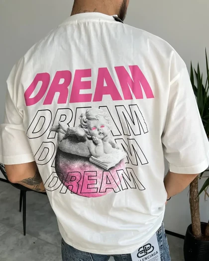 تیشرت یقه گرد DREAM رنگ سفید