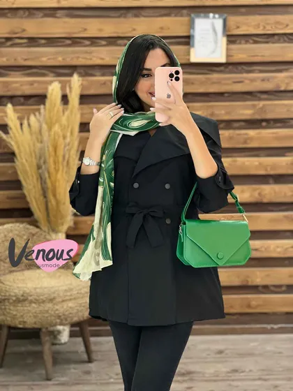 مانتو داکرون چهاردکمه کمردار