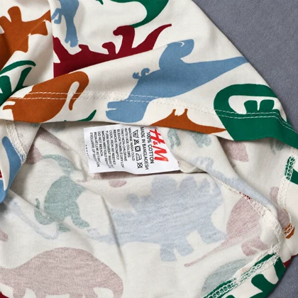 ست تاپ و شلوارک نخی چندرنگ برند H&M مدل ژوراسیک سایز M کد 3419
