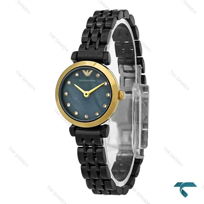 ساعت امپریو آرمانی زنانه مینی مشکی قاب طلایی Armani-8370-L