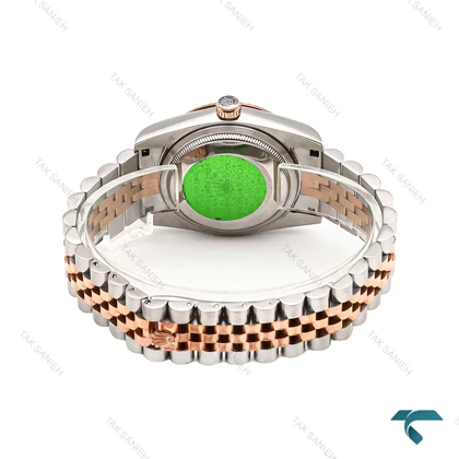 ساعت رولکس مردانه دورنگ رزگلد صفحه مشکی ایندکس نگین Rolex-6112-G