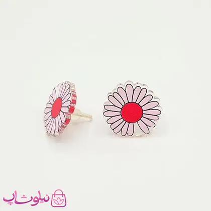 گوشواره دخترانه ژوپینگ مدل گل صورتی