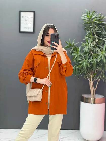 مانتو لینن دو جیب سرآستین پیله