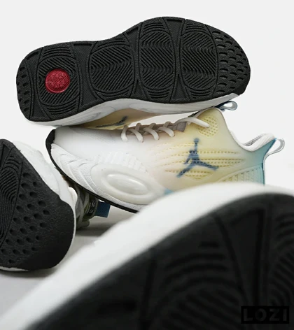 کتانی نیم ساق مردانه سفید لیمویی آبی Nike air jordan 23
