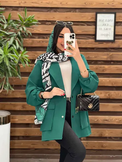 مانتو مازراتی دودکمه آسیتن پفی