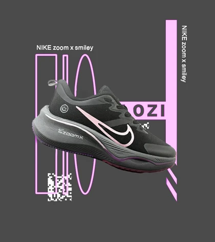 کفش کتانی زنانه مشکی صورتی NIKE zoom x smiley