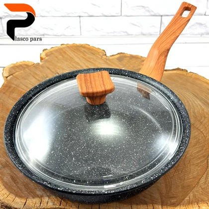 تابه 24 ونیز تکدسته دسته چوبی درب پیرکس مشکی هاناتک