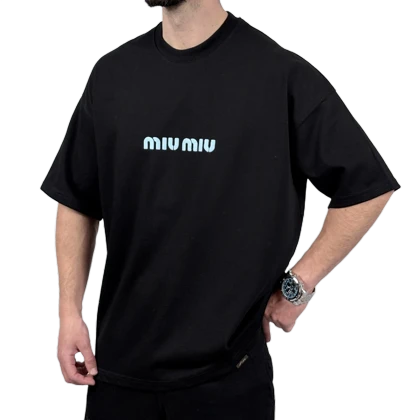 تیشرت آستین کوتاه مردانه مشکی دونخ مدل MIU MIU