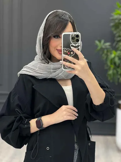 مانتو کمرگت بغل پرچ دار