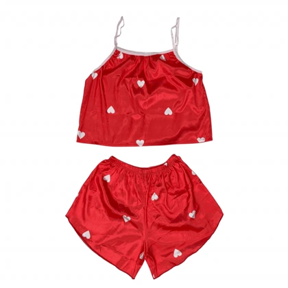 ست تاپ و شلوارک طرح قلب 214