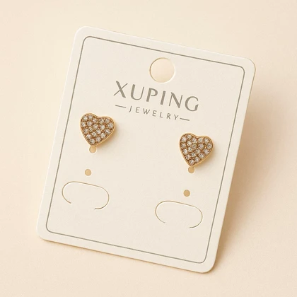 گوشواره قلبی طلایی با نگین‌های درخشان