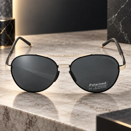 پورشه دیزاین مردانه P1095-3 پلاریزه مشکی نوک مدادی Porsche-10036-G